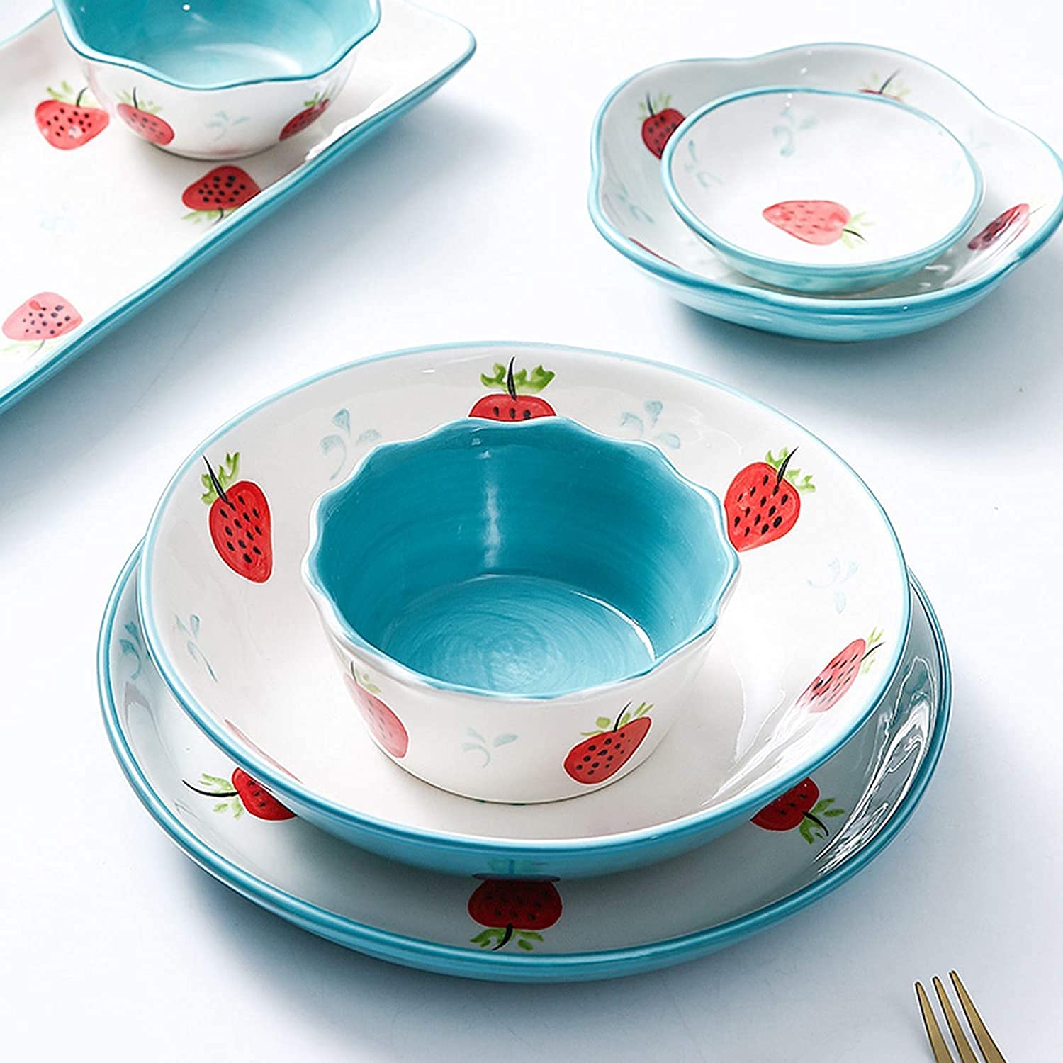 Amazon.co.jp: セラミックディナーセット レリーフ イチゴ柄 食器